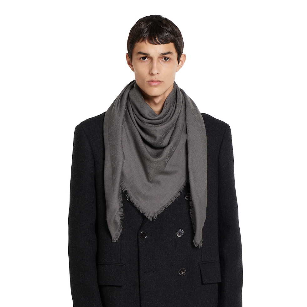 GG wool and silk jacquard shawl