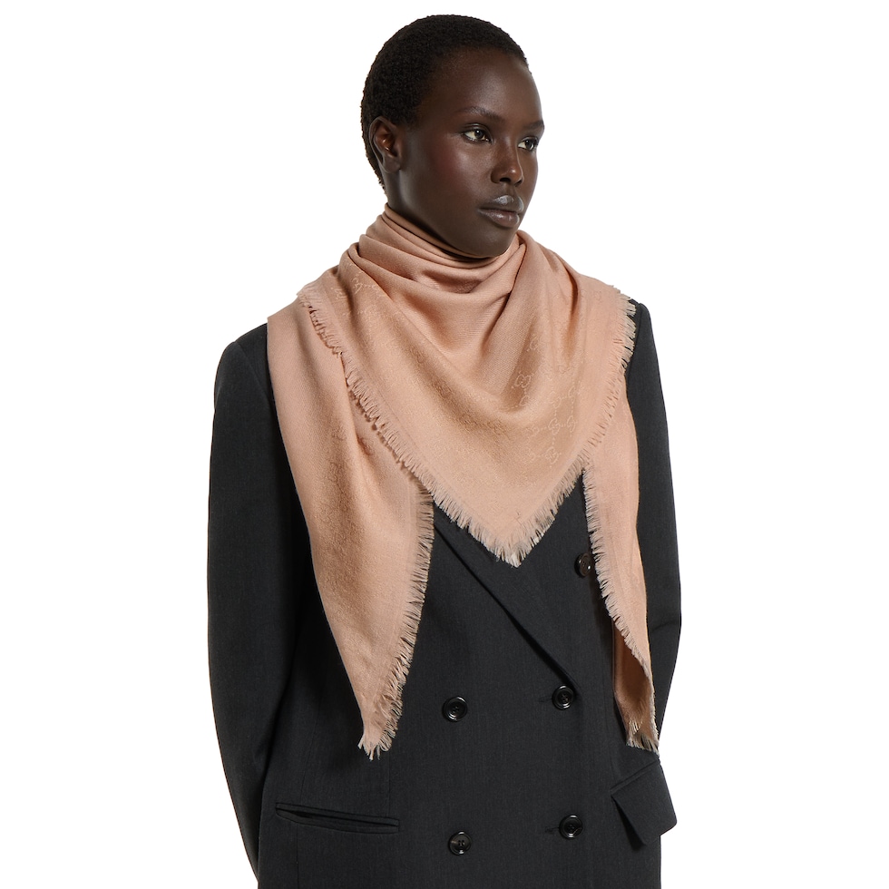 GG wool silk jacquard shawl