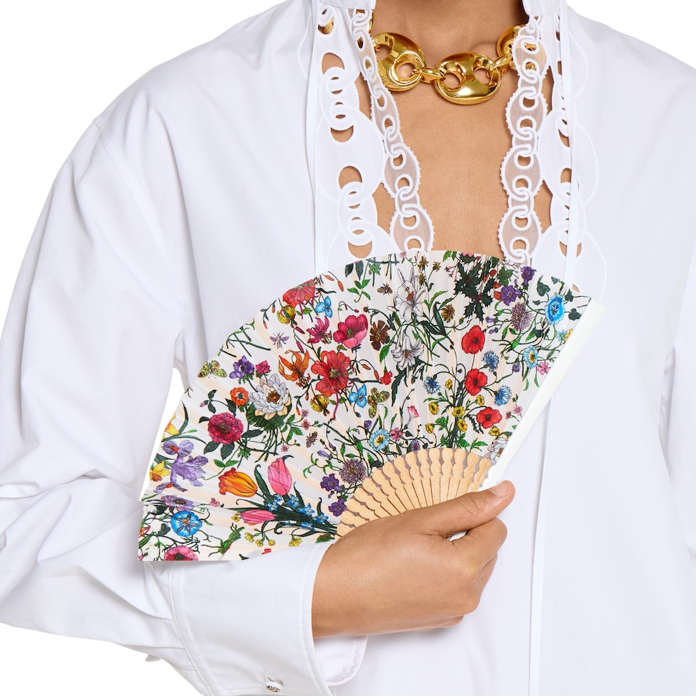 Large Flora print fan