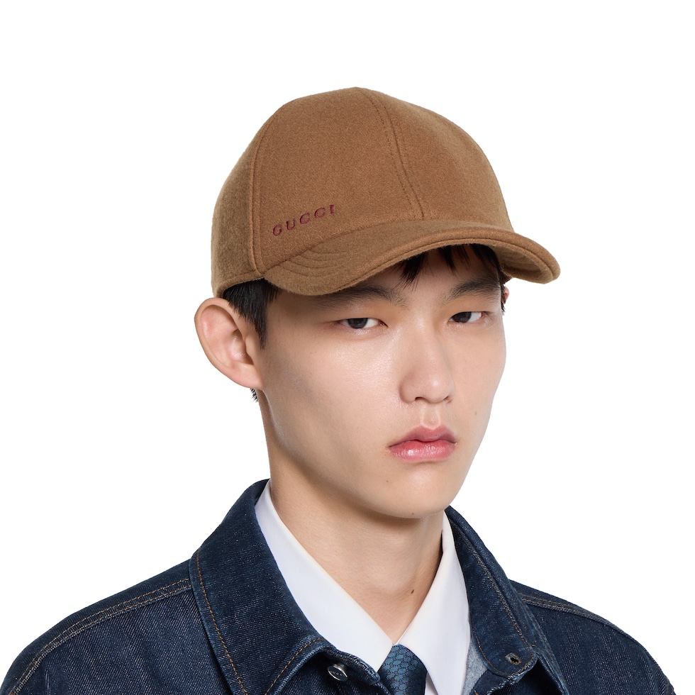 Wool baseball hat with embroidery