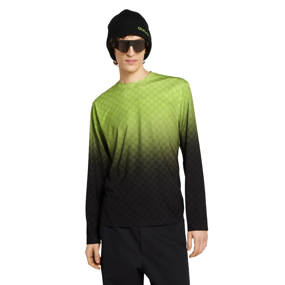 Printed technical cotton jersey T-shirt