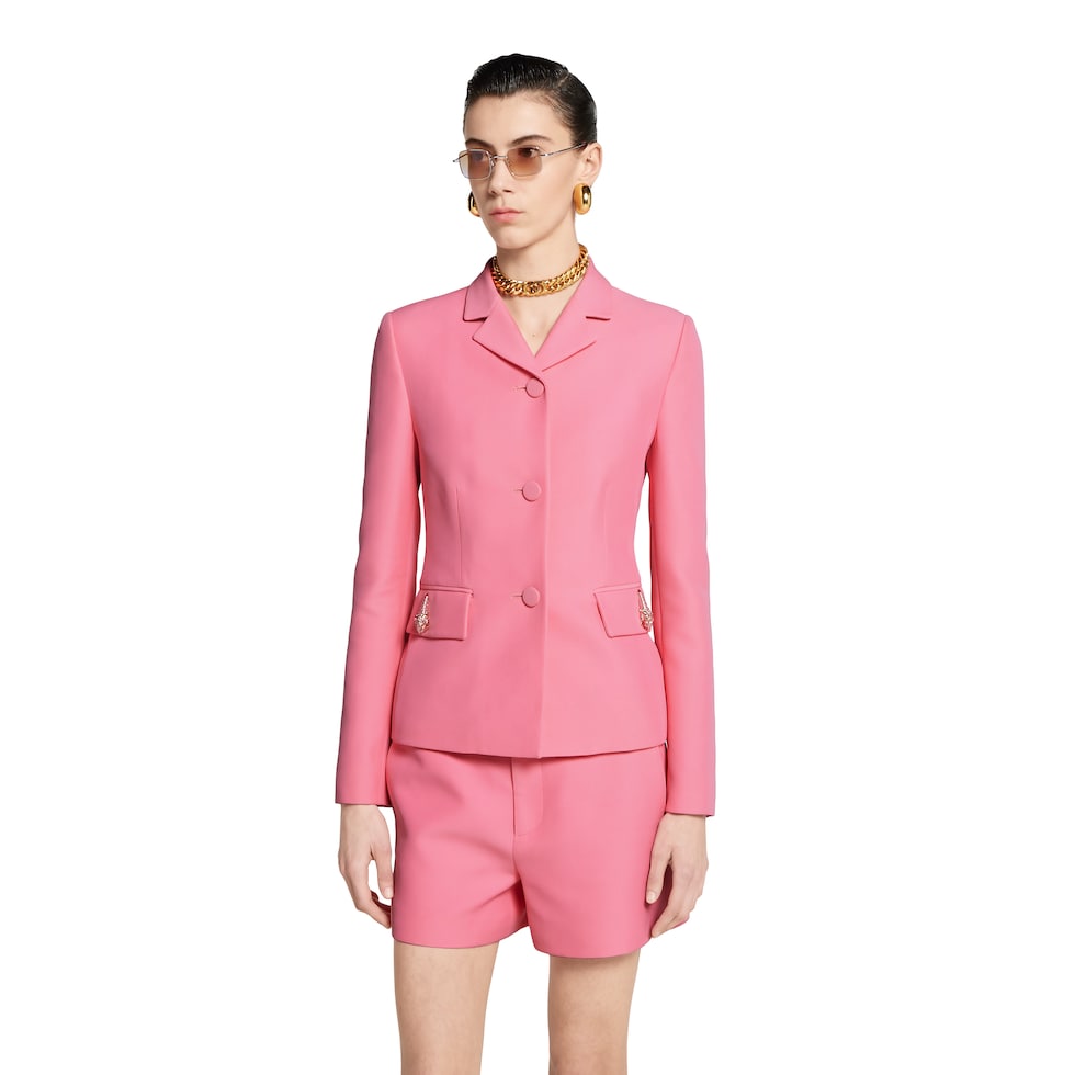 Crêpe wool silk jacket with tiger