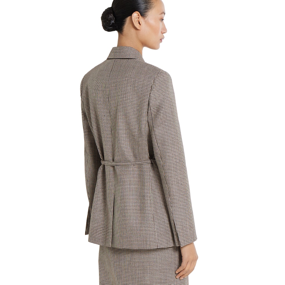Gingham wool jacket with belt