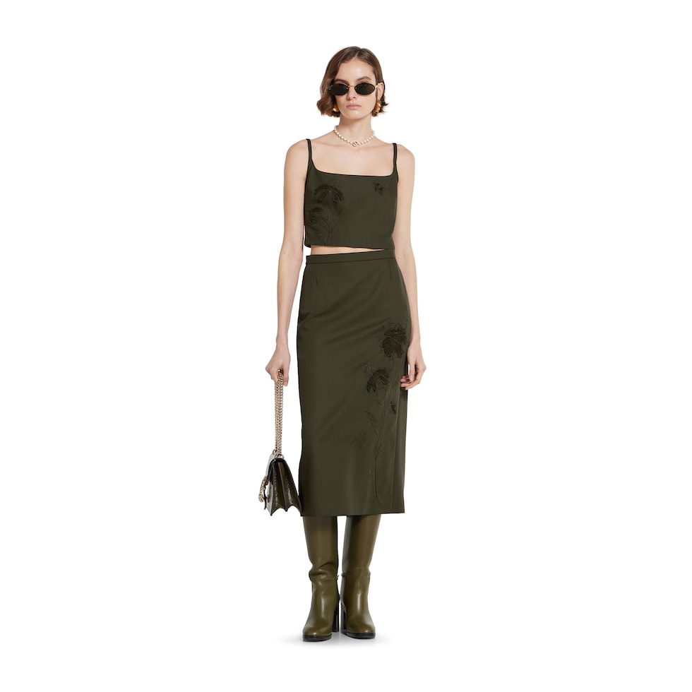 Wool mohair skirt with embroidery