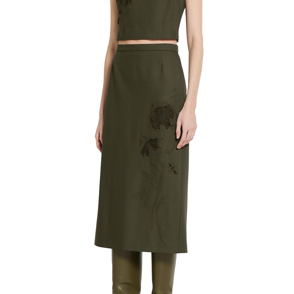 Wool mohair skirt with embroidery