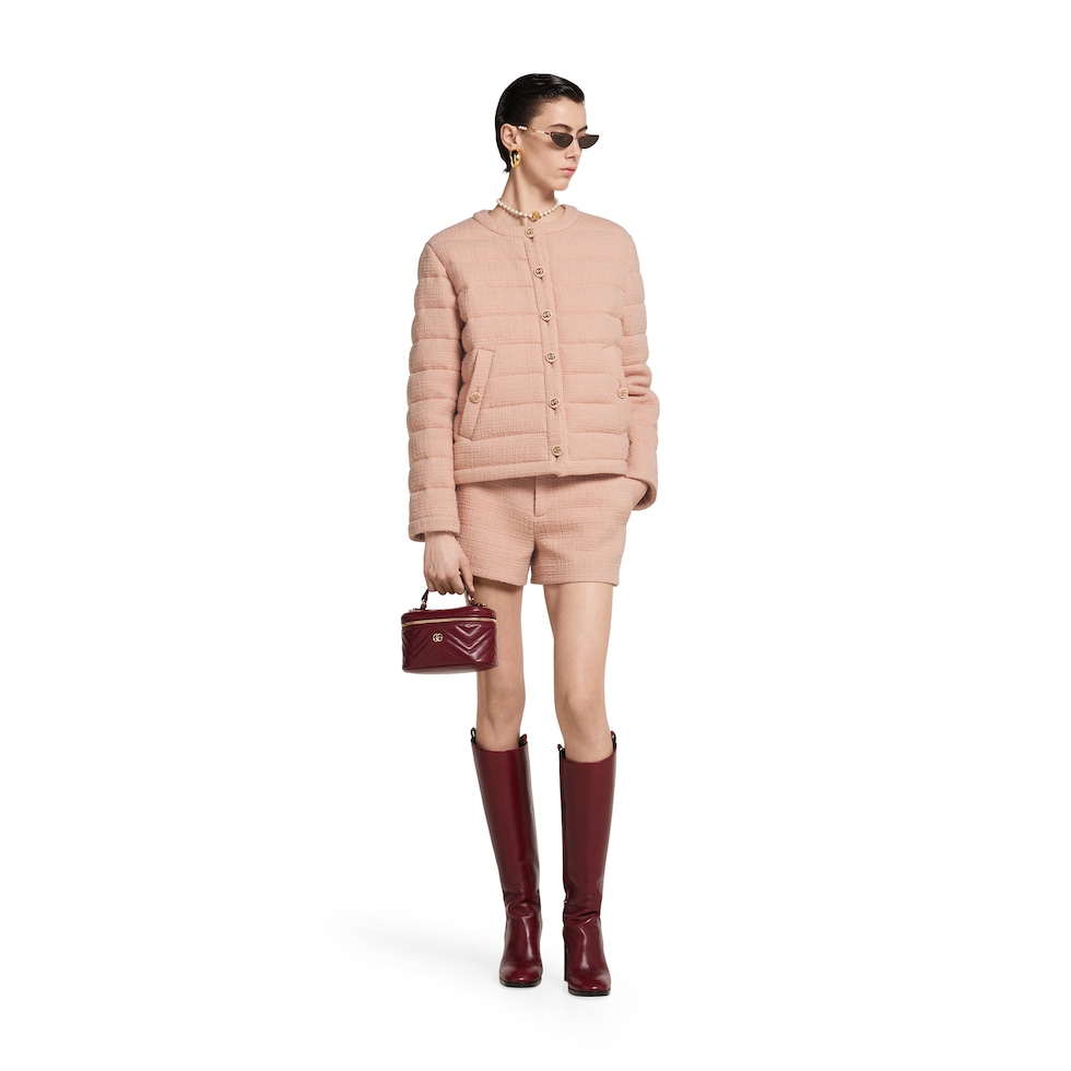 Textured wool tweed shorts