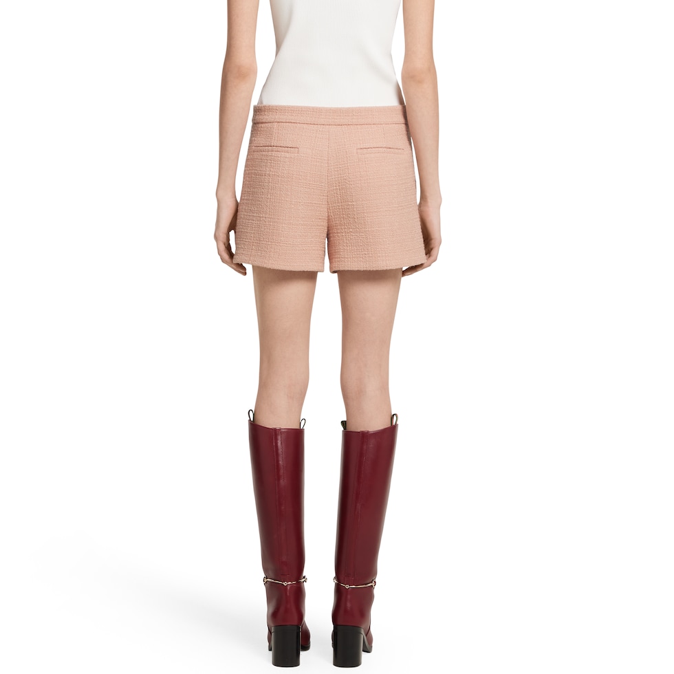 Textured wool tweed shorts