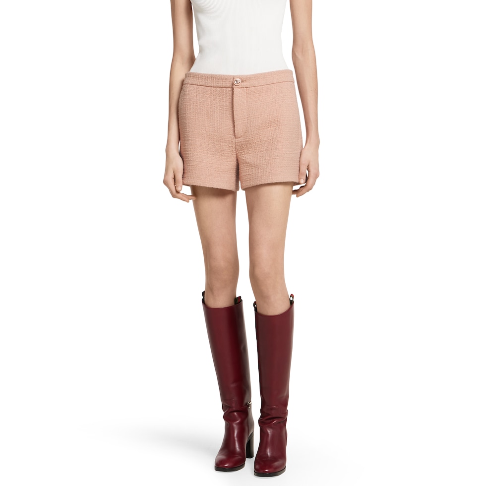 Textured wool tweed shorts