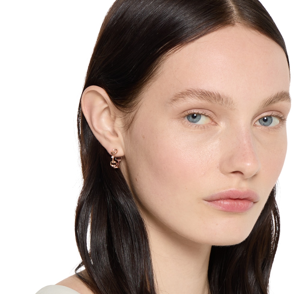 Horsebit 18k diamond hoop earrings