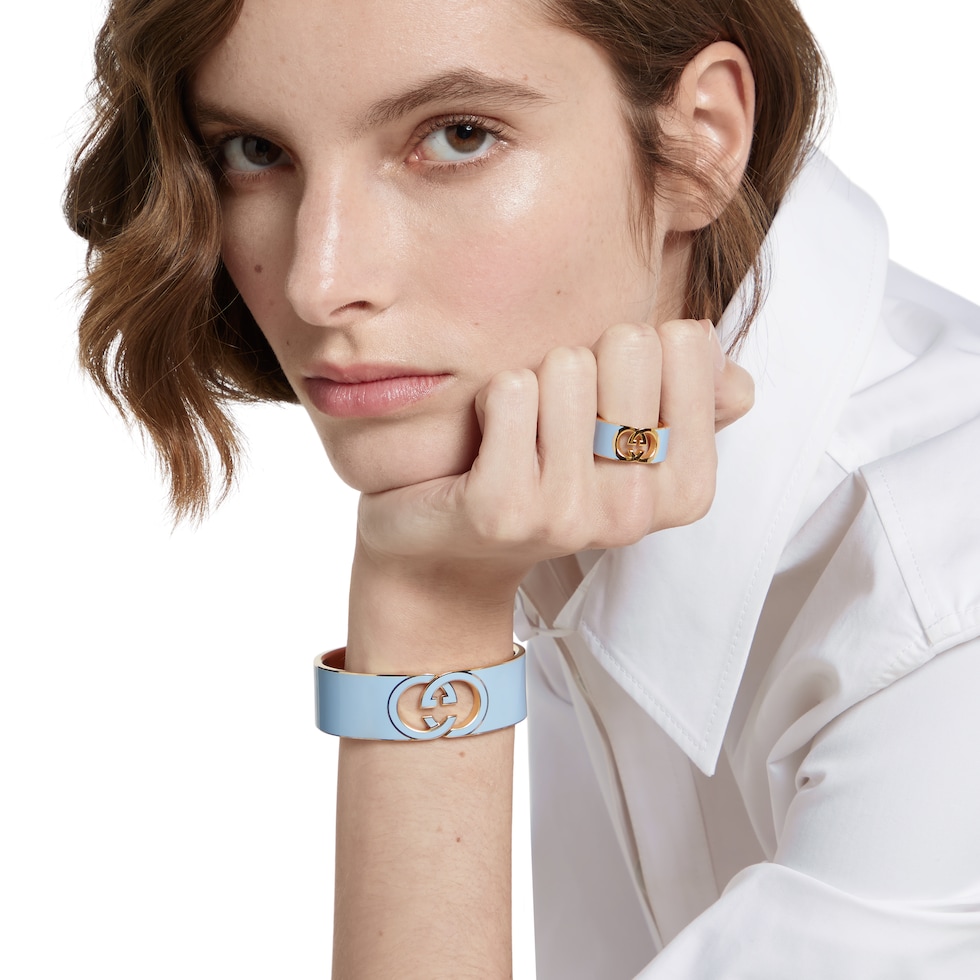Gucci Interlocking enamel ring