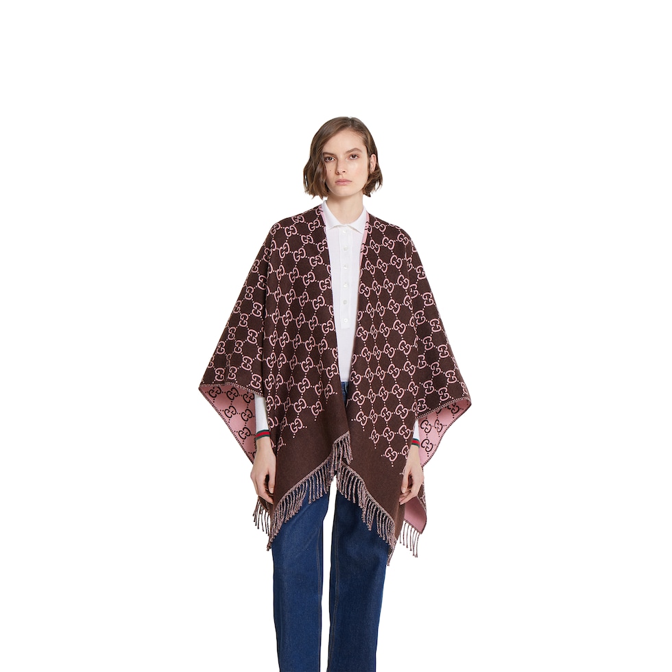 GG wool jacquard cape