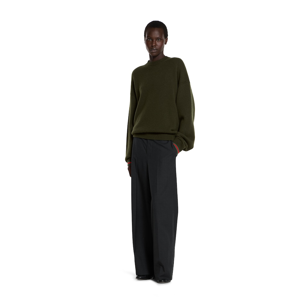 Wool cashmere sweater with Web trim