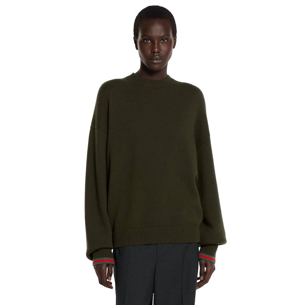 Wool cashmere sweater with Web trim