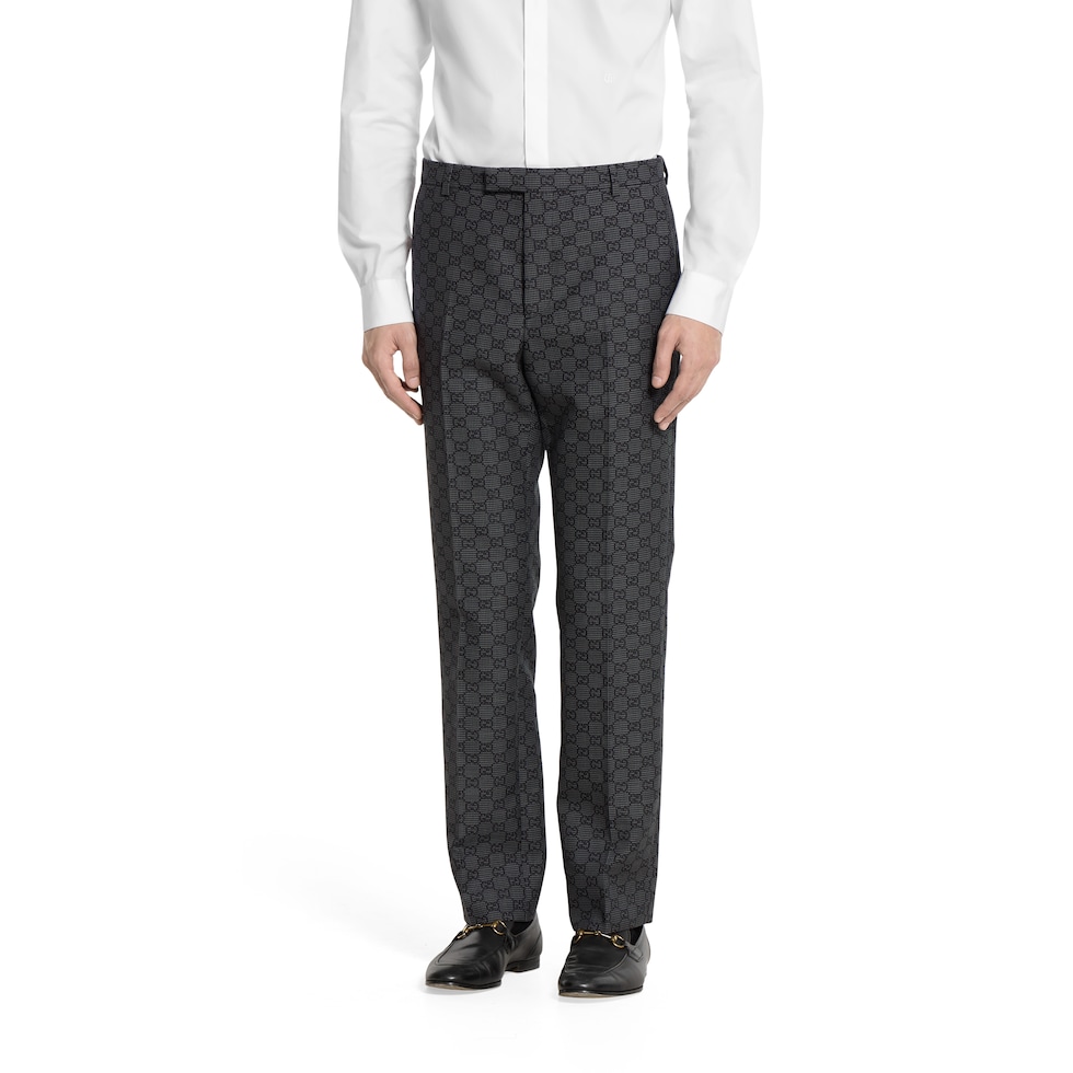 GG gingham technical wool pant