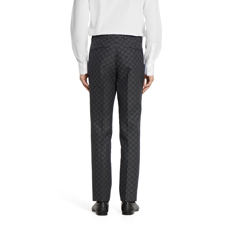GG gingham technical wool pant