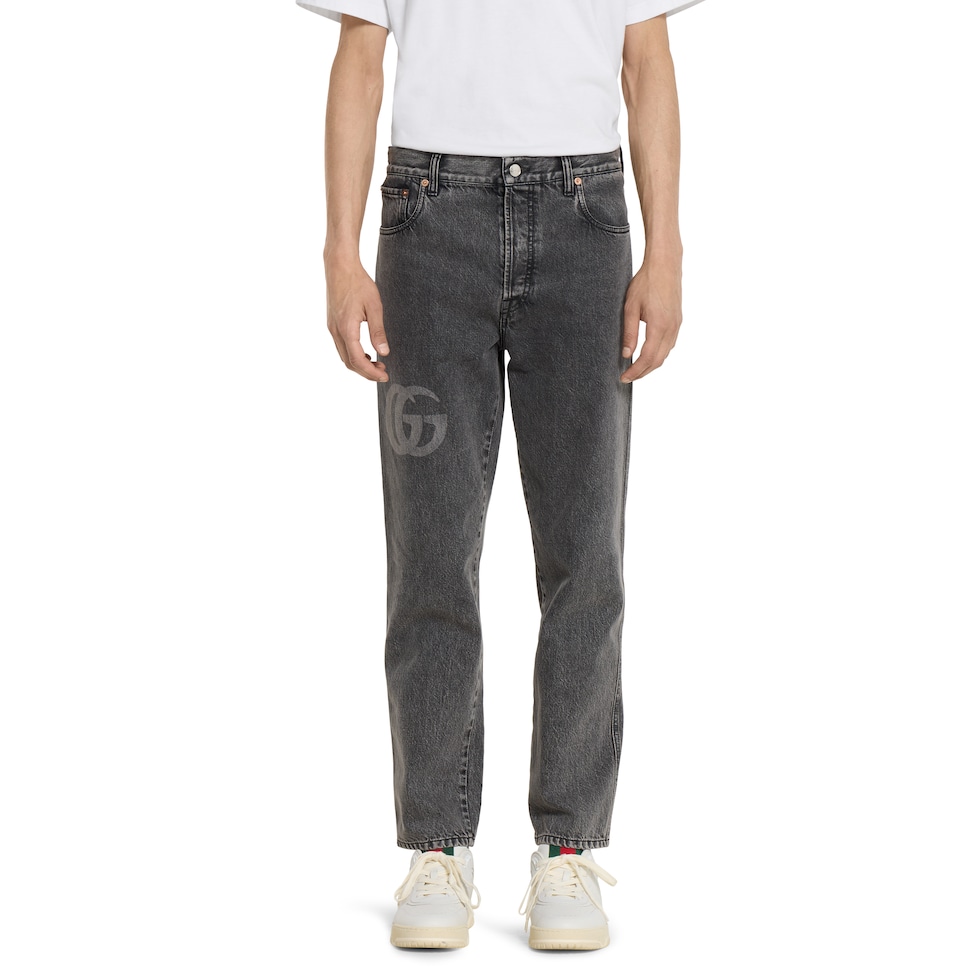 Slim fit denim pant with logo detail