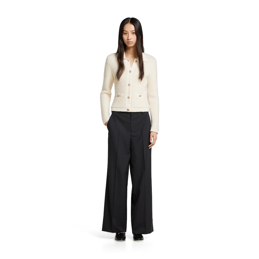 Wool bouclé polo cardigan