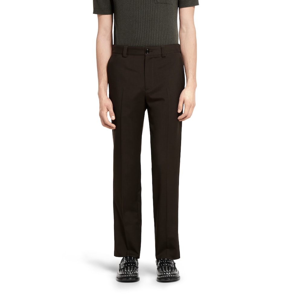 Wool gabardine pant with logo