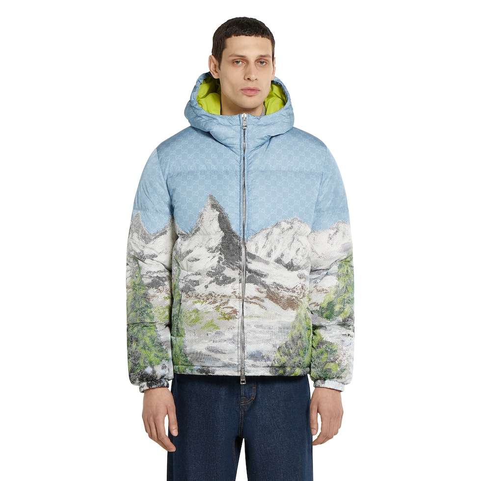 Printed nylon zip jacket