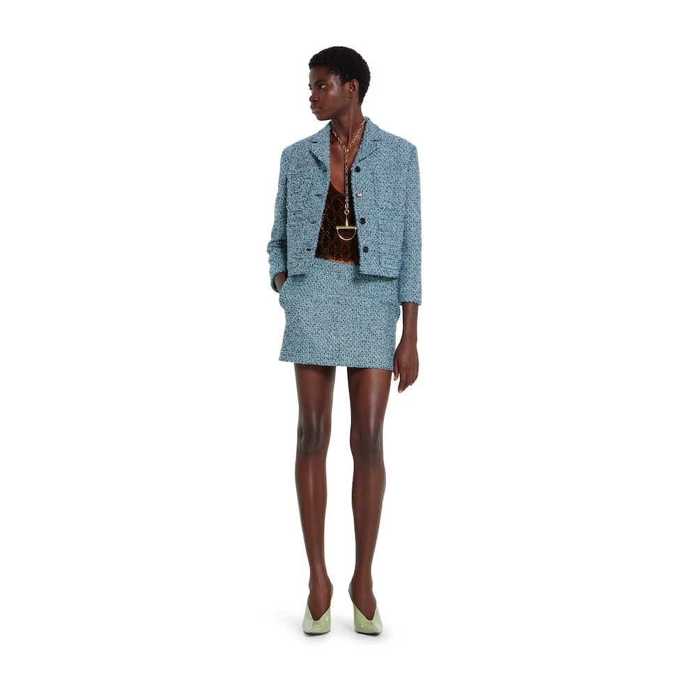 Wool cotton bouclé mini skirt