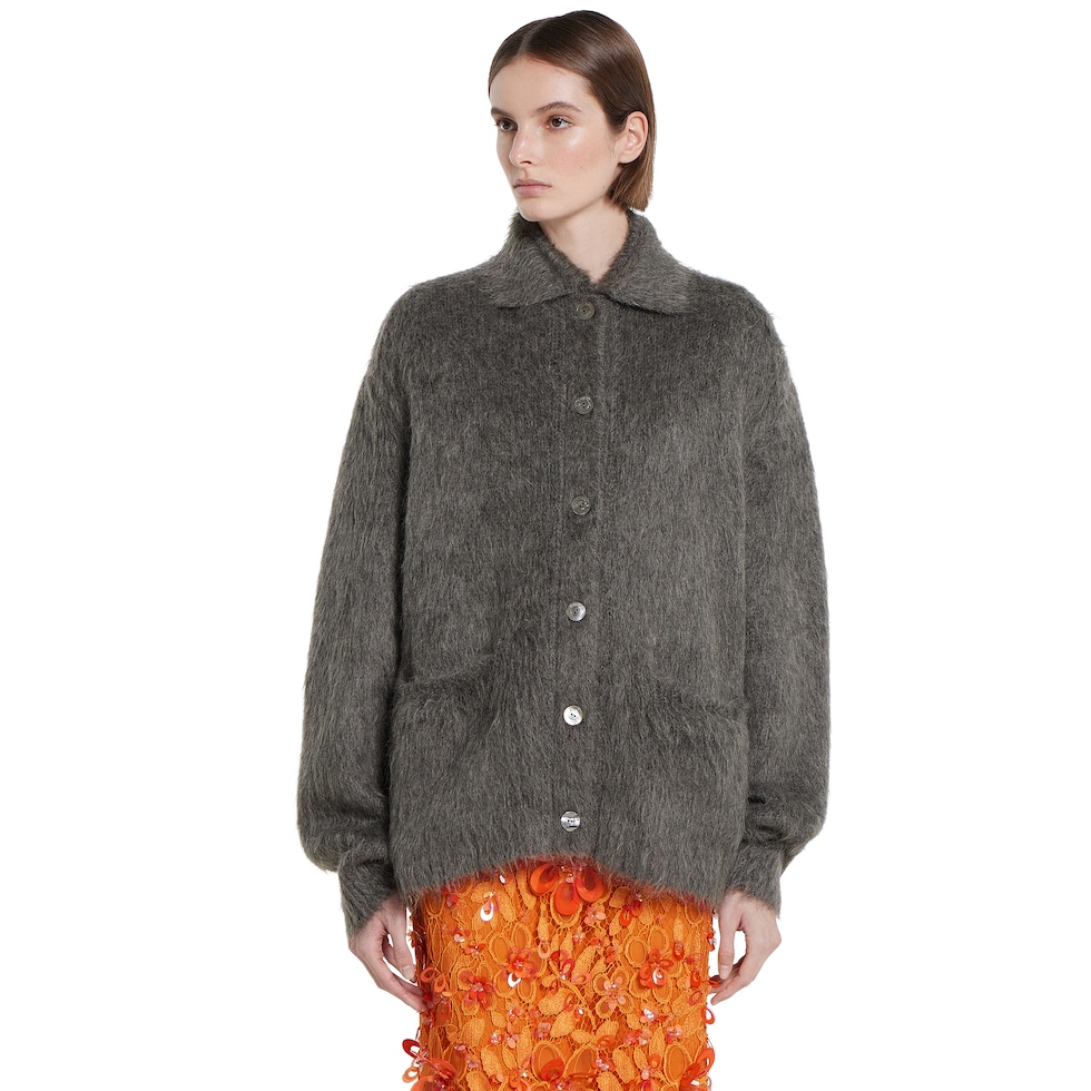 Brushed extra fine mohair cardigan