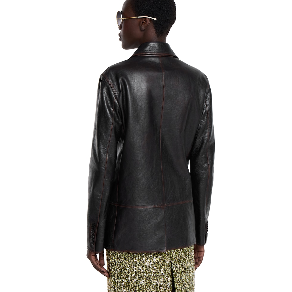  Soft aged-effect leather jacket