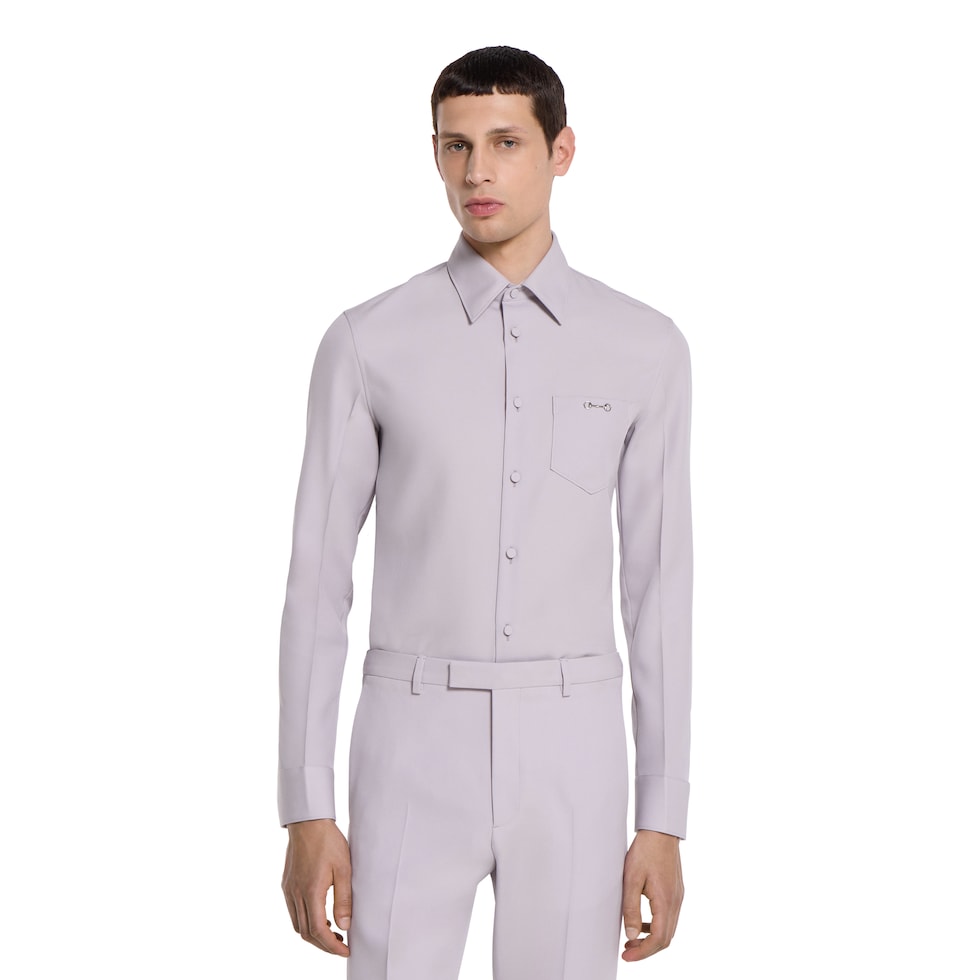Wool gabardine shirt with Horsebit