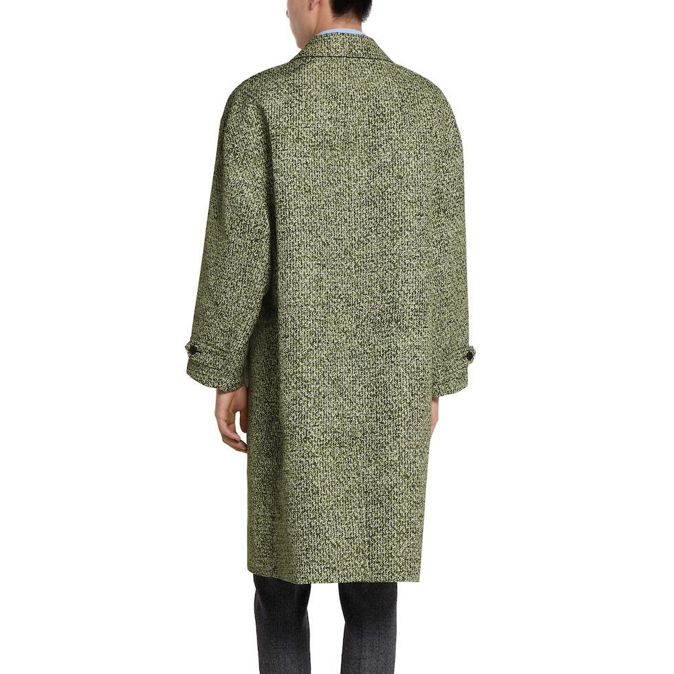 Bonded poplin coat with bouclé print