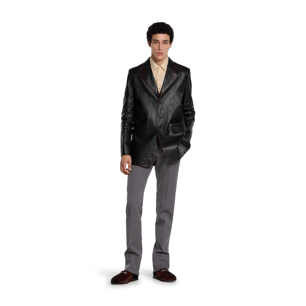 Soft aged-effect leather jacket