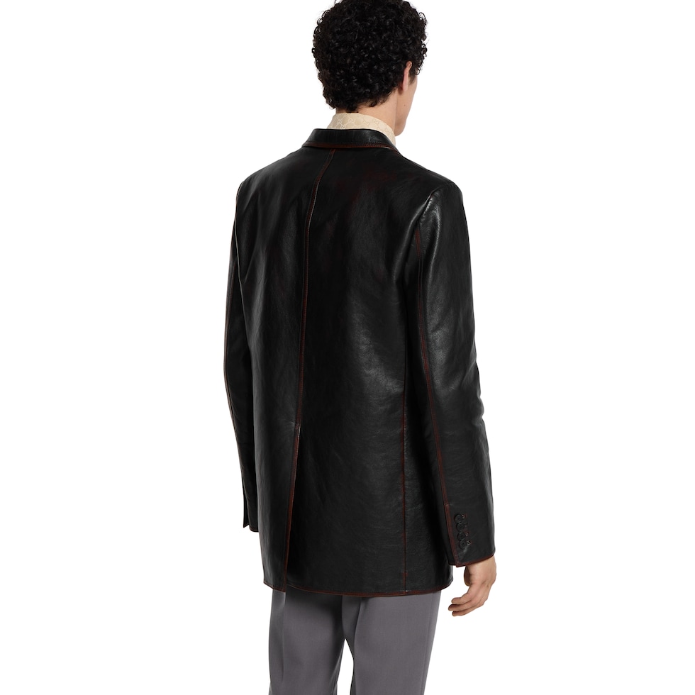 Soft aged-effect leather jacket