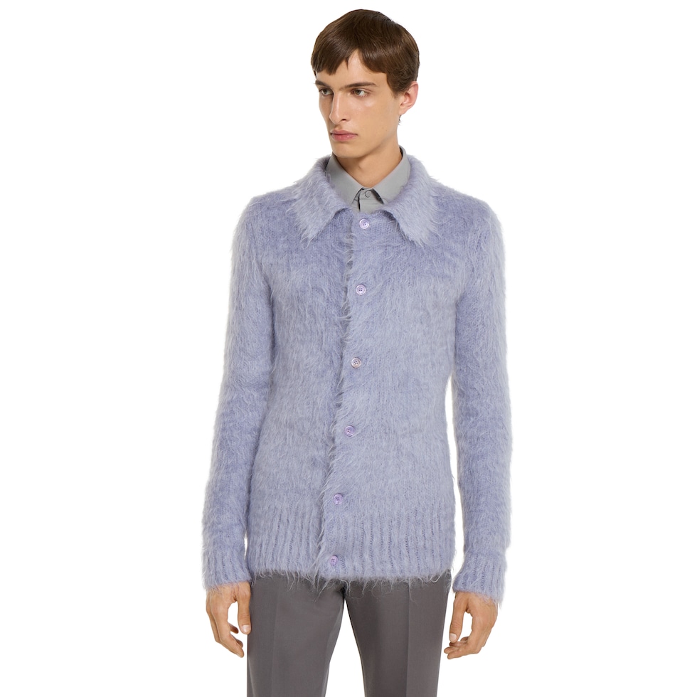 Brushed wool mohair cardigan