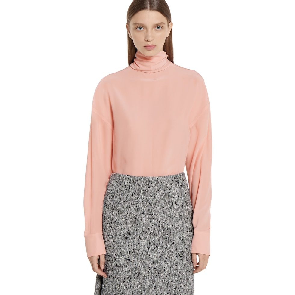 Crêpe de chine shirt with neck bow