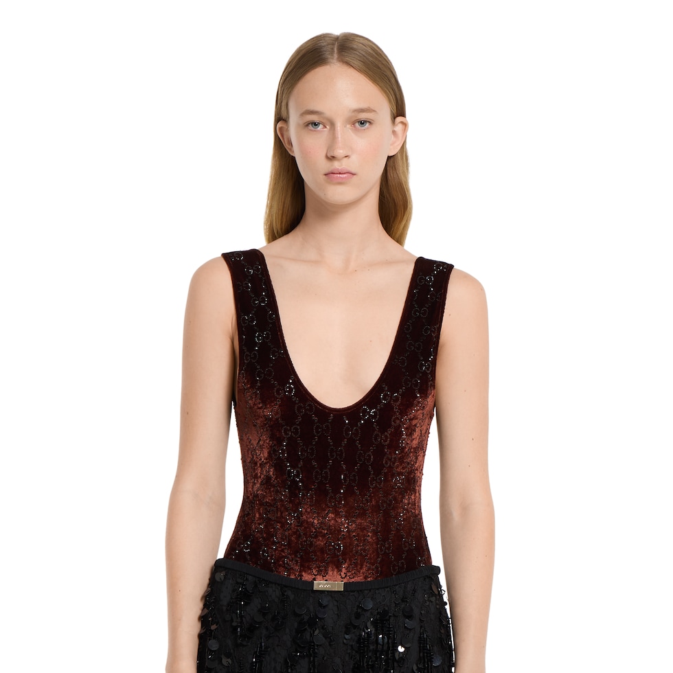 GG crystal embroidered bodysuit
