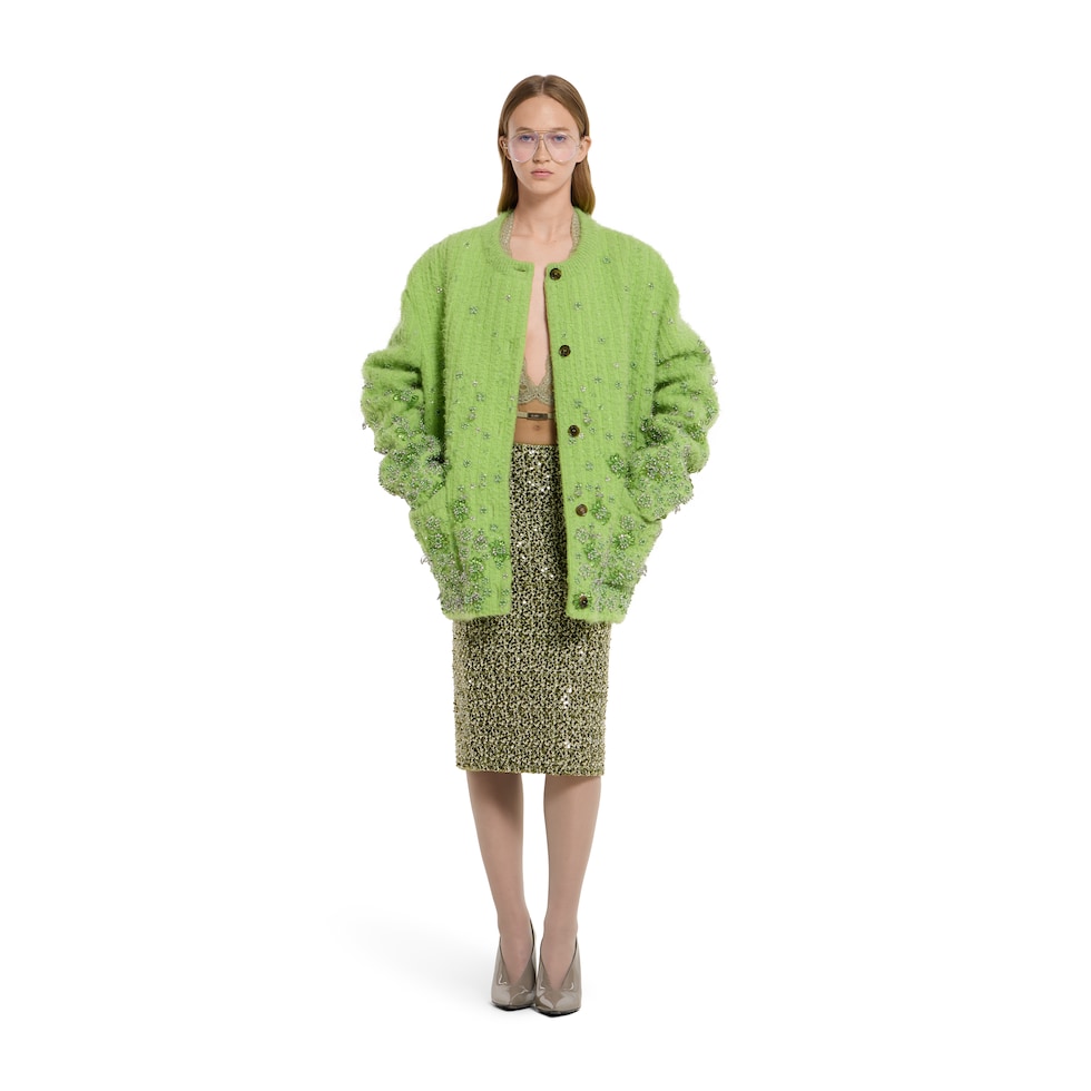 Wool cotton bouclé skirt