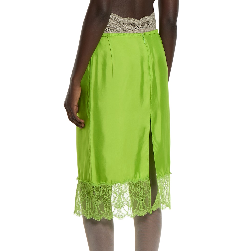 Viscose twill skirt with floral lace
