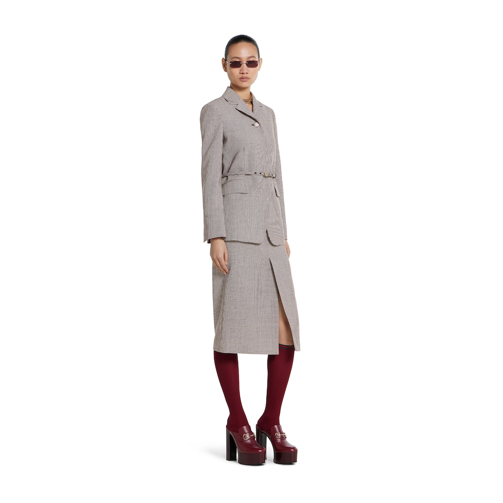 Chemise en laine à motif vichy avec broderie