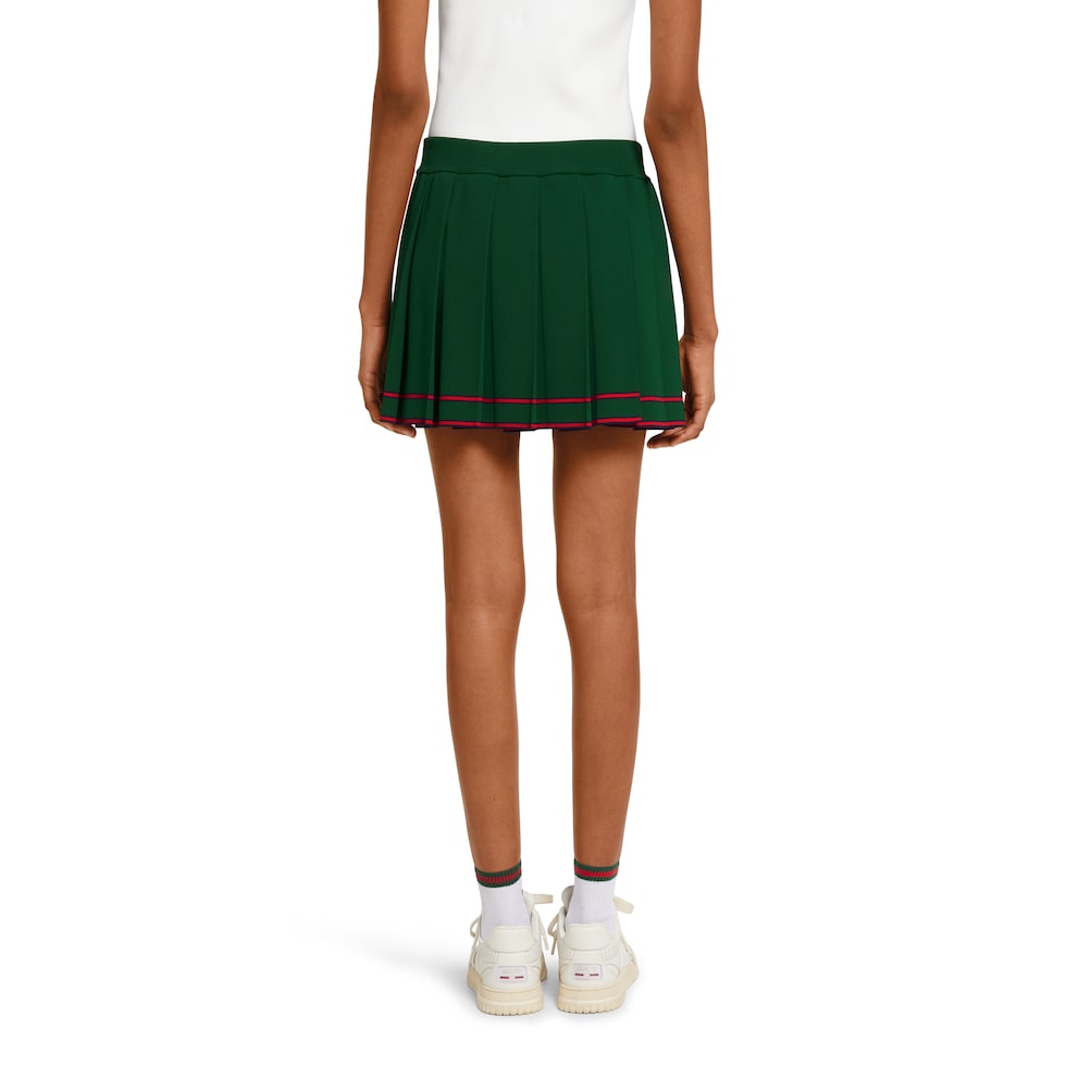 Pleated skirt with striped trim