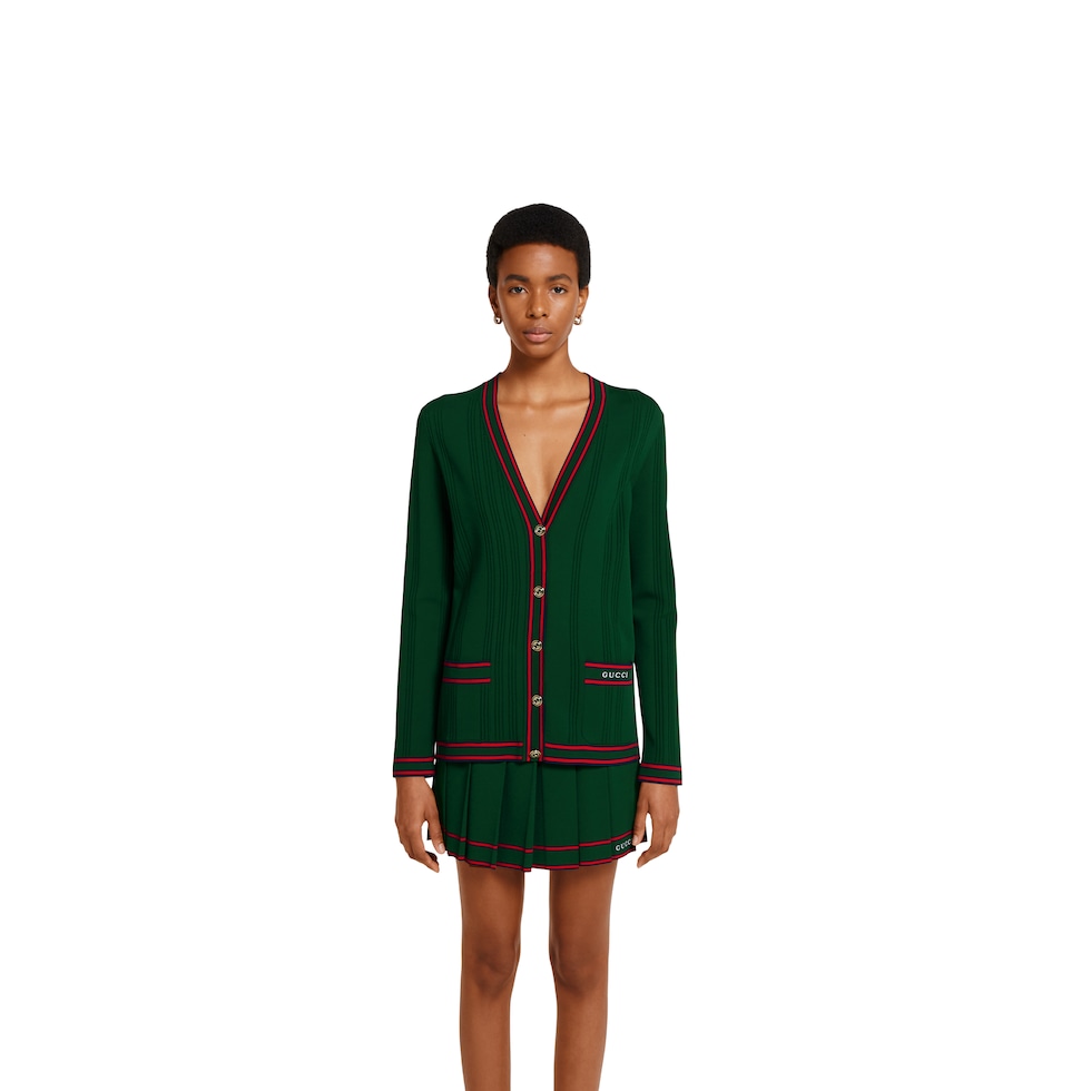 Cardigan with striped trim