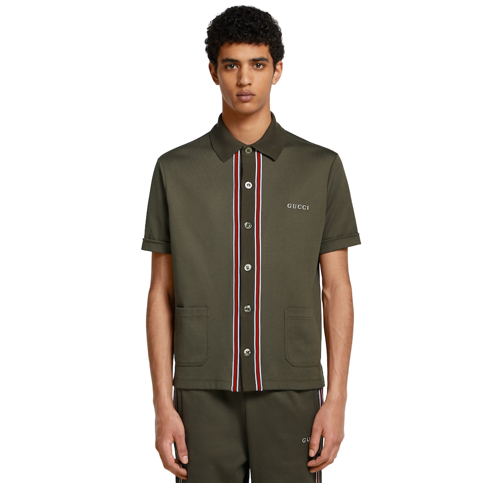 Cotton piquet polo shirt with embroidery
