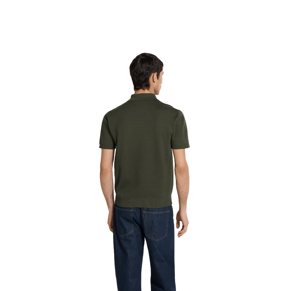 Silk cotton knit polo shirt