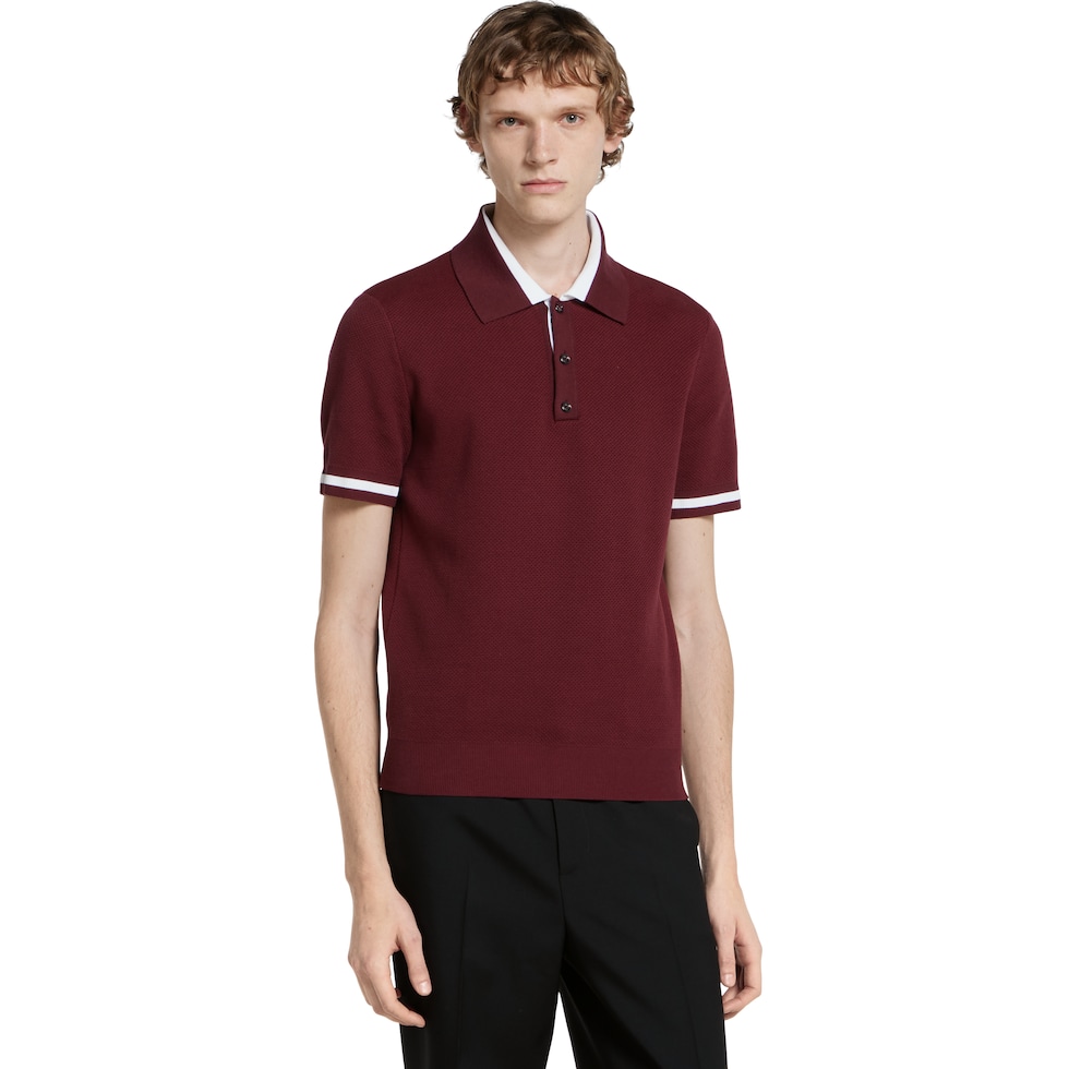Cotton piquet polo shirt with intarsia