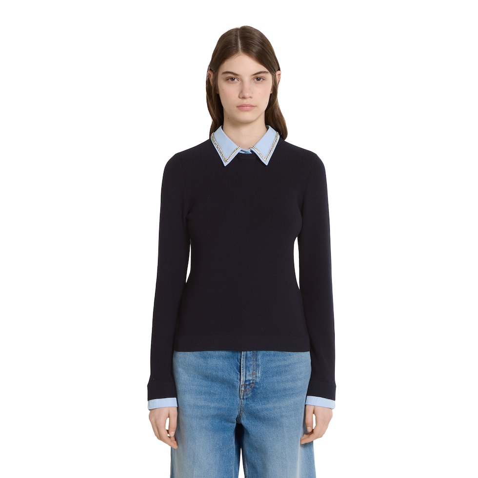 Wool sweater with embroidery