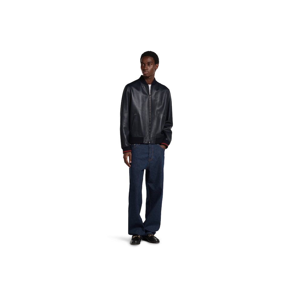 Nappa leather zip jacket
