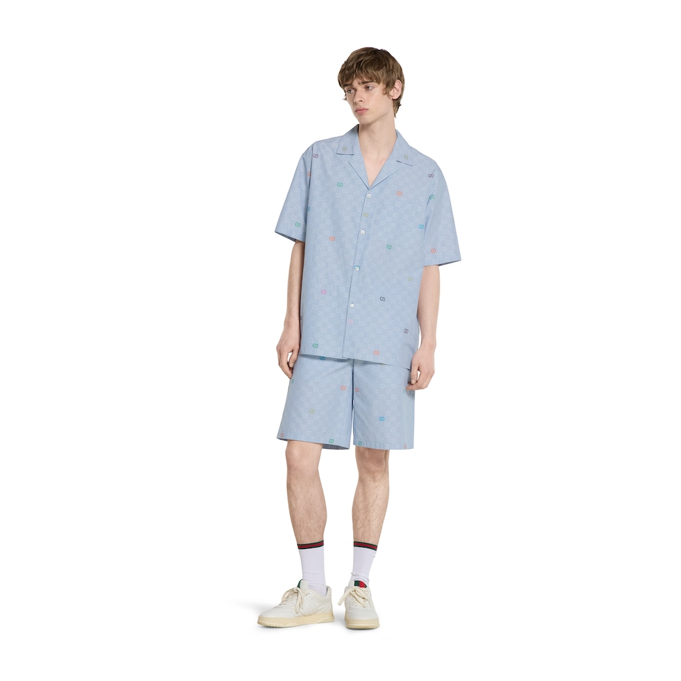 Striped cotton bowling shirt 