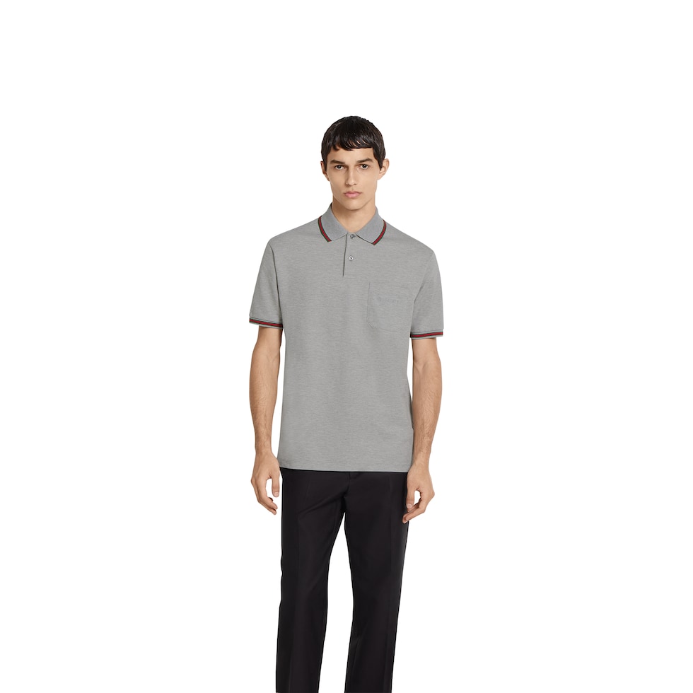 Cotton piquet polo shirt with embroidery