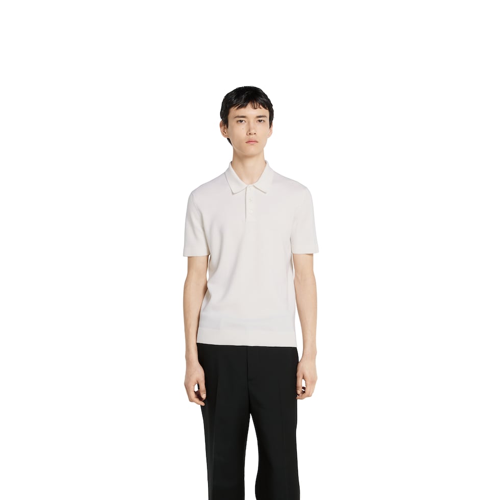 Knit wool polo shirt with Web