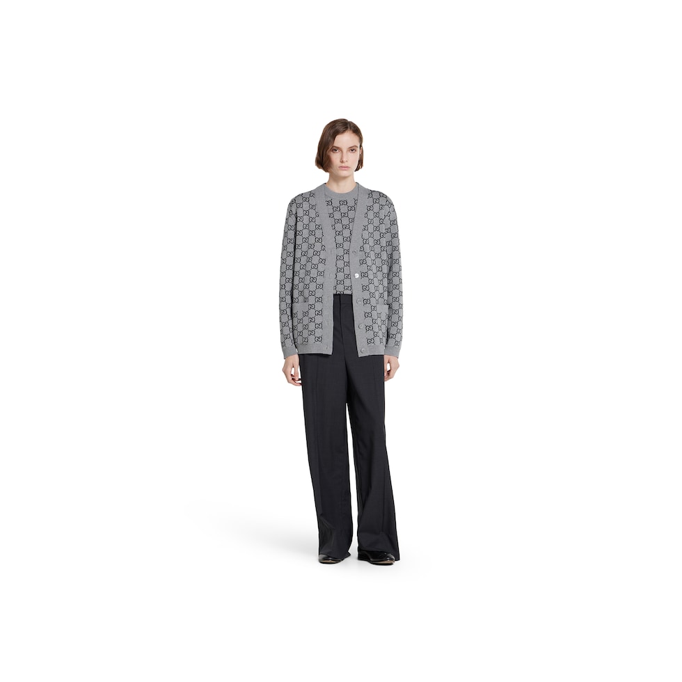 Reversible GG wool jacquard top