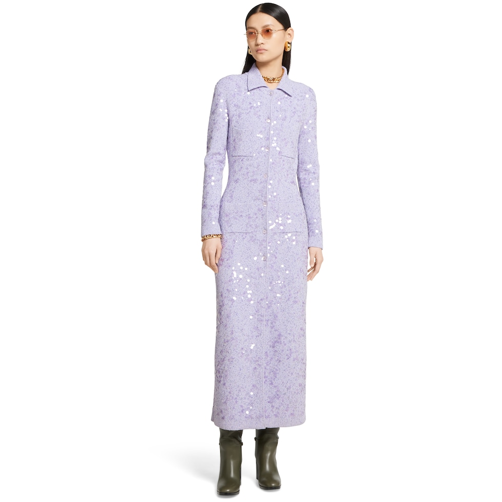 Embroidered sequin polo dress