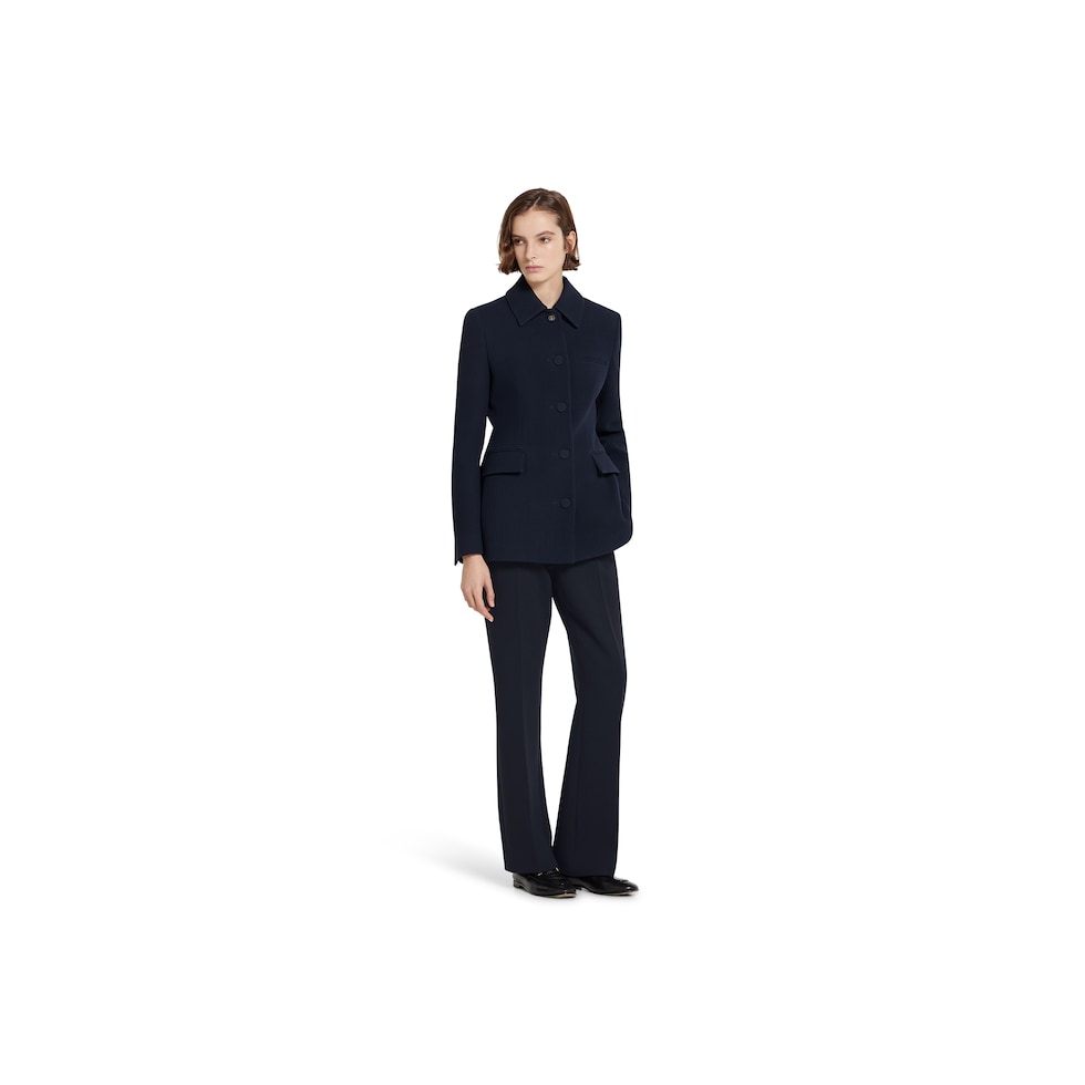 Light wool crêpe pant with embroidery