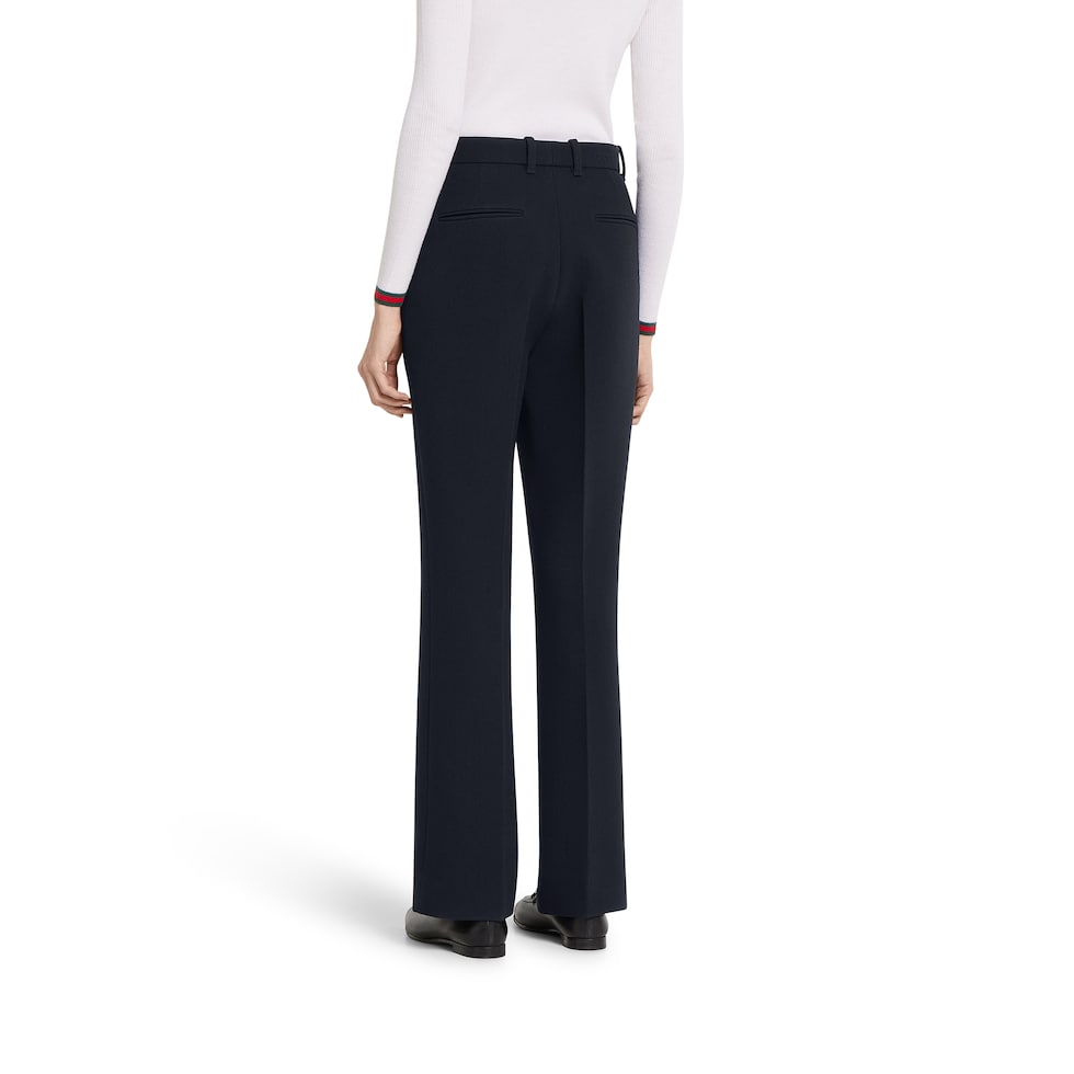 Light wool crêpe pant with embroidery